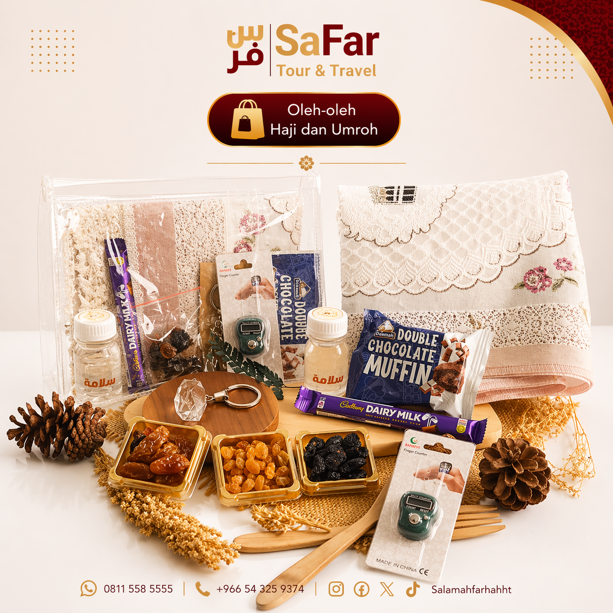 Oleh-oleh khas Tanah Suci — kurma, air zamzam, dan suvenir umroh Mekkah Madinah