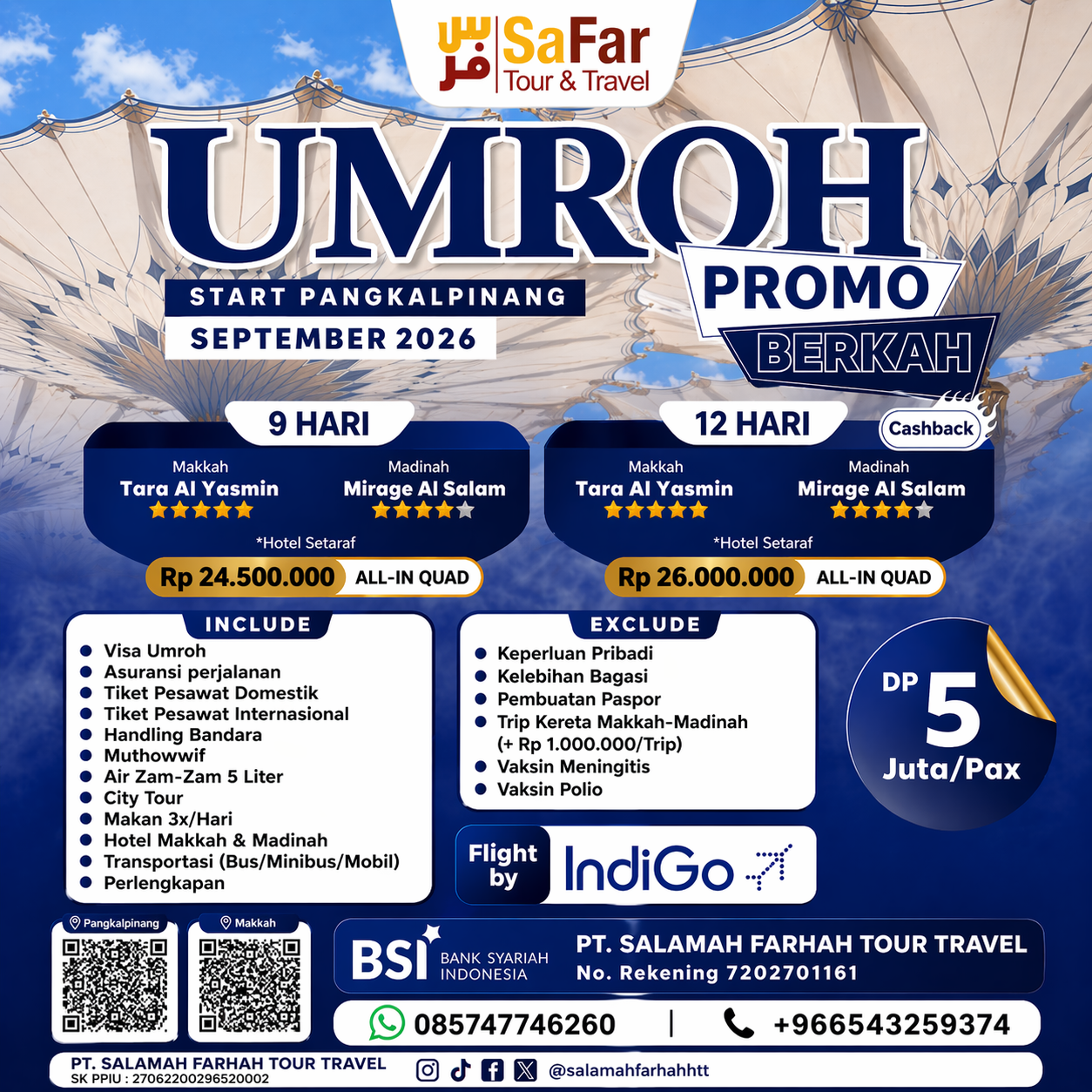 Paket Umroh Promo Berkah 9 & 12 hari mulai Rp 24.500.000 — travel umroh murah terpercaya
